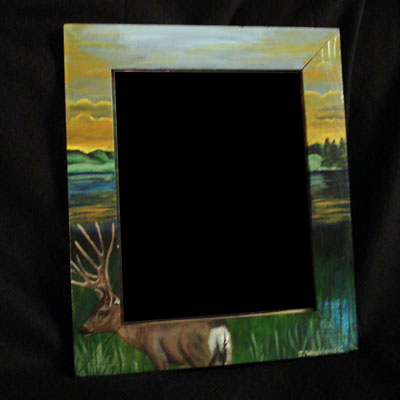 Painting of Buck on Picture Frame Painting of Buck on Picture Frame